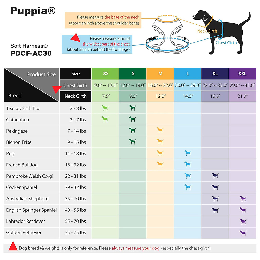Puppia size guide